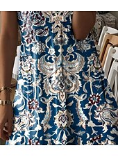 tanie Sukienki boho-Damskie Sukienka mini Zabytkowa sukienka Codzienne sukienki Mini sukienka Sukienka letnia Bohema Urlop Codzienny Urlop Codzienny Święto Regularny Graficzny Geometryczny W Tureckie Wzory Bez rękawów