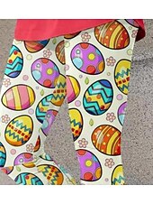 cheap Easter Bottoms-Women&#039;s Leggings Trousers Fashion Streetwear Full Length High Waist Graphic Plaid Pattern Printing Thermal Warm Breathable Soft Micro-elastic Outdoor Daily Buff Black Fall Winter Regular Fit