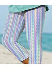 billiga Konst &amp; Design Tryck-Kvinnors leggings capribyxor hög elasticitet mode streetwear hel längd hög midja rutigt termisk varm andningsbar mjuk utomhus vardaglig regnbåge sommar vår vanlig passform
