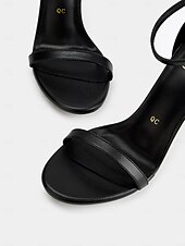 cheap Prom-Black Ankle Strap Stiletto Sandals for Women - Elegant Open-Toe High Heels for Evening &amp; Formal Events