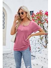 economico Magliette-Per donna Maglietta bohémien Liscio Boemia stile sveglio Moda Manica corta A farfalla Squadrata Top regolari Giornaliero Per uscire Fine settimana Tunica Nero Rosa Vino Blu Reale Viola Estate