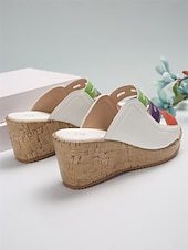 abordables Sandalias de cuña-Sandalias de cuña multicolores para mujer: elegantes sandalias tipo slide con punta abierta y plataforma cómoda para conjuntos casuales de verano