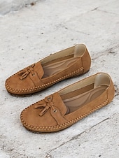 halpa Naisten mokkasiinit ja loaferit-naisten rennot siniset mokasiiniloaferit – pehmeät mokkanahkaiset slip-on -tassut tupsurusetilla, mukavat ajokengät jokapäiväiseen käyttöön