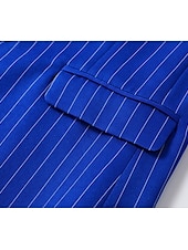 preiswerte Herrenblazer-Herren Abschlußfeier Abendkleidung Blazer Geschäft Formeller Abend Hochzeitsfeier Nur oben Mode Lässig Sommer Frühling &amp; Herbst Polyester Streifen Tasche Lässig / Alltäglich Einreihig Blazer Schwarz