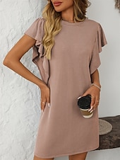 voordelige T-shirt-jurken-Dames Mini-jurk Casual jurk Mini-jurk A lijn jurk Basic Verjaardag Vakantie Werk Casual Ruim Passend Streep Katoenen stof Korte mouw Strakke ronde hals Blozend Roze Hemelsblauw Groen Khaki Zomer Lente