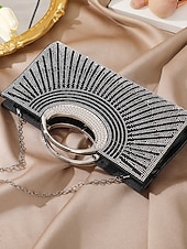 Недорогие Клатчи и вечерние сумочки-Гламурный вечерний клатч с золотыми кристаллами и круглой ручкой – женская сумочка со стразами, идеально подходит для свадеб, вечеринок и официальных мероприятий.