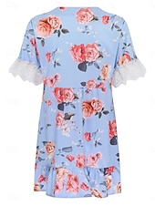 tanie Sukienki kwiatowe-Damskie Sukienka mini Sukienka gorsetowa Sukienka A line Sukienka z falbanami Sukienka z bufiastymi rękawami Urlop Elegancki Codzienny Urlop Codzienny Regularny Kwiaty Krótki rękaw W serek Biały