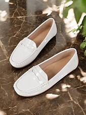 levne Dámské nazouváky a mokasíny-lakované mokasíny pro ženy – elegantní slip-on byty klasického designu pro běžné nošení i do kanceláře