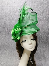 cheap Fascinators-Fascinators Feathers Net Veil Hat Wedding Horse Race With Feather Cap Headpiece Headwear