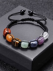preiswerte Damenarmband-mehrfarbiges Natursteinarmband für Frauen, verstellbare Makramee-Kordel, Heilkristalle, Boho-Chic-Stil, ideal für spirituelle, lässige oder alltägliche Kleidung