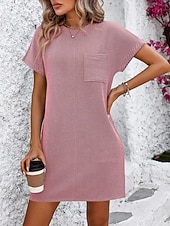 abordables Vestido blanco-día de San Valentín Mujer Normal Mini vestido Vestido de cambio Vestido informal Vestidos Boho Chic Bohemia Estilo lindo Elegante Casquillo Manga Murciélago Casual Hogar Vacaciones Moldeado al Cuerpo