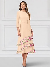 economico Con giacca-Due Pezzi A-Line Abito Madre della Sposa Elegante Collo Girocollo Lunghezza Pavimento Chiffon Maniche Lunghe Inclusa Giacca con Volant in Pizzo Abito Derby 2025