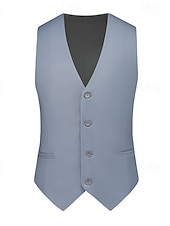 זול ג&#039;ילטים-בגדי ריקוד גברים וסט חֲזִיָה Gilet חופשה יומי פגישה (דייט) אופנתי יום יומי אביב קיץ כפתורים כיס פוליאסטר נוח אחיד חזה יחיד כפתור יחיד צווארון V רגיל שחור צהוב כחול סקיי כחול כהה אֵפוֹד