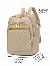 お買い得  ファッションバックパック-ダブルジッパー、ゴールドトリム、調節可能なストラップ付きのベージュキルティングレディースバックパック - スタイリッシュで実用的なレディースバックパック、仕事、学校、またはカジュアルな外出に最適 ブラック ピンク ブラウン