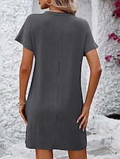 abordables Vestido blanco-día de San Valentín Mujer Normal Mini vestido Vestido de cambio Vestido informal Vestidos Boho Chic Bohemia Estilo lindo Elegante Casquillo Manga Murciélago Casual Hogar Vacaciones Moldeado al Cuerpo
