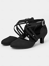 economico Scarpe per balli latini-scarpe da ballo in raso bianco con design a cinturino incrociato – tacco medio, punta aperta per donna – ideali per matrimoni, eventi formali e gare di ballo
