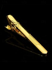 voordelige Heren dassen en vlinderdassen-elegante gouden stropdasclip voor heren – strak design met zwarte inleg, perfect voor zakelijke, formele evenementen en bruiloften