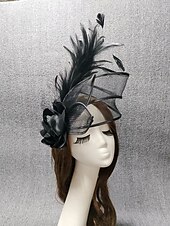 cheap Fascinators-Fascinators Feathers Net Veil Hat Wedding Horse Race With Feather Cap Headpiece Headwear