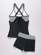 abordables Tankinis-Maillots de bain femmes maillot de bain une pièce monokini sans dos contrôle du ventre taille haute slim vacances plage maillot de bain à rayures florales halter sans manches
