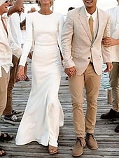 cheap Wedding Dresses-Wedding Dresses Ball Gown Scoop Neck Long Sleeve Chapel Train Satin Bridal Gowns With Pleats Ruched