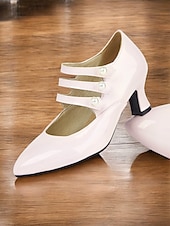 preiswerte 1930er Jahre-Damen-Pumps aus Lackleder im Mary-Jane-Stil – Vintage-Pumps mit mittelhohem Absatz und Perlenriemen, elegante Schuhe für Hochzeiten und formelle Anlässe