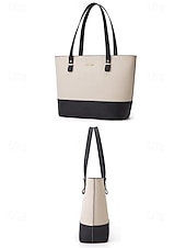 economico Borsette e borse tote-elegante set di borse da donna bicolore patchwork con decorazione a nappe - borsa a mano, borsa a tracolla e borsa piccola - perfette per il tempo libero quotidiano, per andare al lavoro