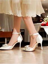 preiswerte Formell-Champagnerfarbene Pumps mit Fesselriemchen und Schleife – elegante Damen-Stilettos mit spitzer Spitze für Hochzeiten und besondere Anlässe