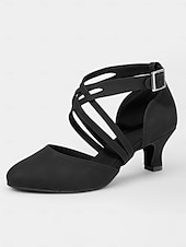 economico Scarpe per balli latini-scarpe da ballo in raso bianco con design a cinturino incrociato – tacco medio, punta aperta per donna – ideali per matrimoni, eventi formali e gare di ballo