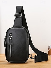 billige Herrevesker-svart krokodillepreget crossbody-veske i skinn for menn – kompakt slengveske med justerbar stropp for daglig bruk