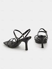 cheap Formal-Nude Strappy High Heel Sandals for Women - Minimalist Square Toe Dress Shoes &amp; Ankle Buckle