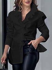 economico Bluse Eleganti-Per donna Camicia Elegante Manica 3/4 Scollo a V Top Regolari Nero Estate Primavera