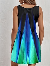 ieftine Rochii Art&amp;Design-Pentru femei Rochie Mini Rochie Tip Maieu Rochie de vară Elegant Epocă Stilat Vacanță Zi de Naștere Casual Fit regulat Ombre Grafic Fără manșon În V Albastru piscină Vară