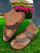 preiswerte Lässige Sandalen-Flip-Flops mit Kreuzriemen und großer Schnalle, bequeme und stylische Sandalen für Damen, perfekt für den Sommer, den Strand und Freizeitausflüge