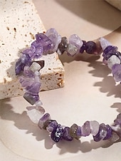 levne Dámský náhrdelník-ametystový křišťálový náhrdelník pro ženy přírodní kámen, surové čipové korálky, boho chic styl ideální pro každodenní nošení, duchovní a léčivé šperky