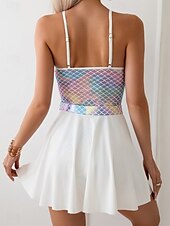 abordables Robes de bain-Femme Maillots de Bain Monokini Robe de Bain Maillot de bain Dos Nu Contrôle du Ventre Taille haute Mince Vacances Tenues de plage A Ombre Col en U Sans Manches Maillots de bain