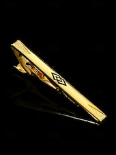 voordelige Heren dassen en vlinderdassen-elegante gouden stropdasclip voor heren – strak design met zwarte inleg, perfect voor zakelijke, formele evenementen en bruiloften