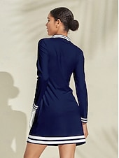 billiga Kvinnors golfkläder-Dam golfklänning Marinblå Långärmad Golfkläder för damer Kläder Outfits Bär kläder