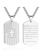 economico Gioielli da uomo-collana con targhetta per cani con bandiera americana in acciaio inossidabile con design a croce – ciondolo unisex di ispirazione militare per abbigliamento casual e occasioni patriottiche