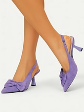 olcso Cicás sarkú cipők-női velúr slingback sarkú cipő – hegyes orrú cicasarkú masnival, elegáns pumpák bulikhoz és irodai viselethez