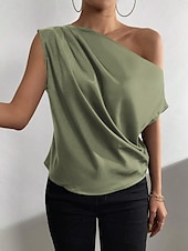 cheap Tank Tops &amp; Camis-Women&#039;s Camisole Tank Top Solid Color Casual Sleeveless Crew Neck Regular Tops Daily Print Grass Green Green Beige Summer Spring
