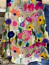 ieftine Bluze &amp; Camisole Damă-Top de damă tip cămașă cu bretele floral casual fără mâneci decolteu în V regular butoane imprimeu roz vară