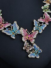 abordables Conjuntos de joyas-Juego de joyería traje de una pieza circonio cúbico cromo 1 collar aretes elegante mujer vintage moda estilo vintage clásico juego de joyería mariposa para fiesta de boda