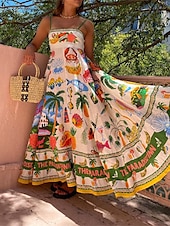cheap Vacation Dresses-Women&#039;s Long Dress Maxi Dress Casual Dress Summer Dress Slip Dress Fashion Outdoor Holiday Date Regular Fit Tree Sleeveless Spaghetti Strap Green Summer Spring