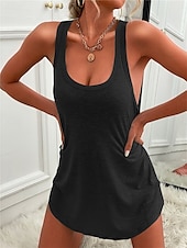 cheap Plain Dress-Women&#039;s Mini Dress T Shirt Dress Tee Dress Shift Dress Slip Dress Casual Vacation Casual Daily Regular Fit Graphic Sleeveless U Neck Magenta Black White Yellow Summer