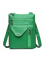 cheap Crossbody Bags-Women&#039;s Vintage Faux Leather Crossbody Bag - Multi-Pocket Crossbody Bag for Travel, Work and Leisure Black Brown Green