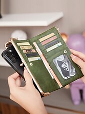 cheap Wallets-Women&#039;s Faux Leather Clip Bag Wallet Phone Case - Card Holder, ID Window, Zipper Closure - Versatile Design for Women - Perfect for Daily Use and Travel Black Pink Red