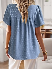 Dámské Košile Halenka Pevná barva stylové Na běžné nošení Krátký rukáv Tričkový Běžné topy Práce Denní Dovolená Šalvějová zeleň Černá Bílá Světlá růžová Rubínově červená Léto Jaro levne Hladké dámské topy-Dámské Košile Halenka Pevná barva stylové Na běžné nošení Krátký rukáv Tričkový Běžné topy Práce Denní Dovolená Šalvějová zeleň Černá Bílá Světlá růžová Rubínově červená Léto Jaro