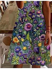olcso Virágos ruha-Női Mini ruha hétköznapi ruha Elegáns Tropikus Hawaii Napi Normál Virágos Rövid ujjú Terített nyak Kékeszöld Nyár