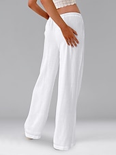 ieftine Pantaloni din bumbac simplu-Pentru femei Pantaloni scurți din bumbac in Pantaloni inspirați din in Pantaloni din bumbac in Casual Lungime totală Natural Curea elastică Design Elastic cu Cordon Inelastic Alb lăptos Carmin Verde