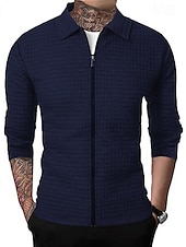 economico Giubbotti e cappotti da uomo-Per uomo Giacca Leggera Giacca Estiva Giacca Camicia Giacca di transizione Vacanza Quotidiano Resistente all&#039;usura Tasca Primavera Autunno Semplice Moda Classico Bavero Regolare Nero Bianco Vino Blu